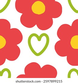 Simpe cute flower seamless pattern. Seamless pattern for wallpaper, wrapping or fabric. Vector Eps