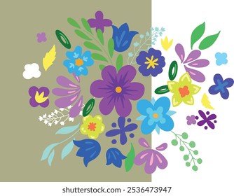 simpe hand drawn neon flowers vector kids 