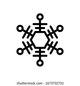 Simpe forma de copo de nieve, diseño de contorno. Icono negro sobre fondo blanco