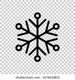 Simpe forma de copo de nieve, diseño de contorno. Símbolo negro sobre fondo transparente