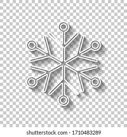 Einfache Form der Schneeflocke, Rahmendesign. Weißes Rahmenzeichen mit Schatten auf transparentem Hintergrund