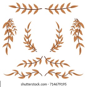 Simpe vector floral design elements. Set of vintage autumn leaves for decorations. Isolated on white background.