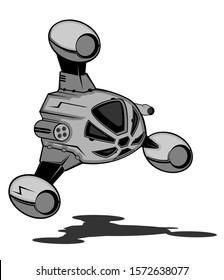 simpe vector illustration of futuristic combat interceptor in action
