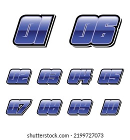 Simpel Racing Start Blue Number Vector Set
