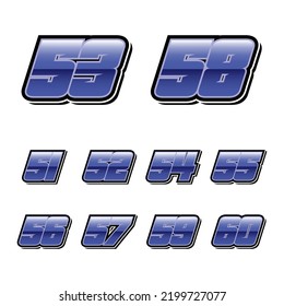 Simpel Racing Start Blue Number Vector Set