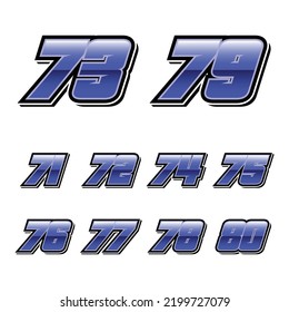 Simpel Racing Start Blue Number Vector Set