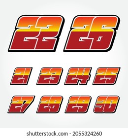 Conjunto de vectores de número de inicio de carreras de impactos