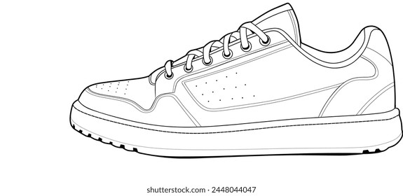 Simpel Sneakers cassual line art vector 