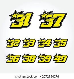 Simpel Star Racing Start Number Vector Set