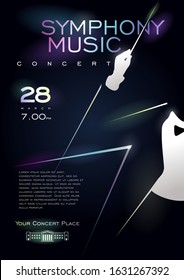 Simphony Music Concert poster design concept. Silhouette Image of conductor on a dark background. Editable EPS vector