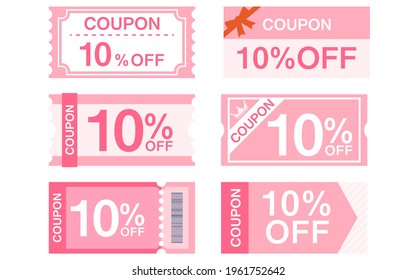 Simple 10% discount coupon that can be used for shopping, 6 types set