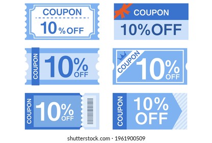 Simple 10% discount coupon that can be used for shopping, 6 types set