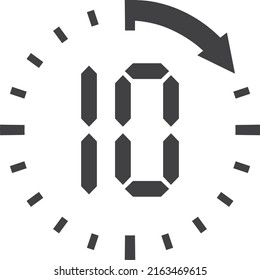 Simple 10 minutes timer clock icon 