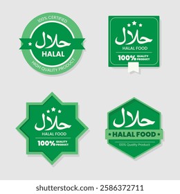 simple 100% halal food emblem pack design, eco friendly design