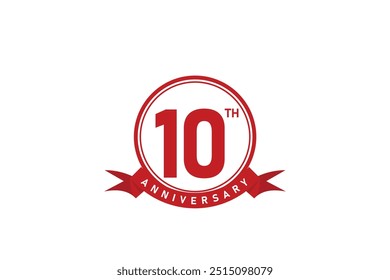 Simple 10th Anniversary badge logo vector illustration.