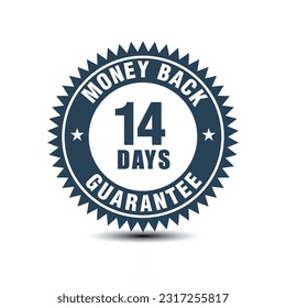 Simple 14 days money-back guarantee badge isolated on white background. Vector design.