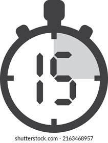 Simple 15 minutes timer clock icon 