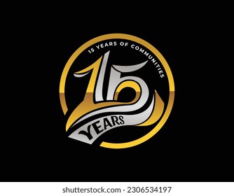 Simple 15 Years Anniversary Celebrating Logo Design Template