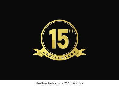 Ilustración vectorial simple del logotipo de la insignia del 15º aniversario.