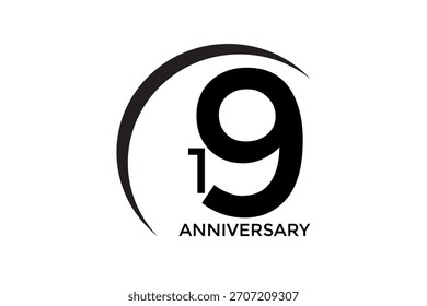 simple 19 anniversary design on a white background. A elegant anniversary celebration featuring romantic elements such as soft lighting, flowers, and symbolic decorations. Perfect for themes of love