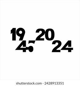 Simple 1945 and 2024 vector number design.