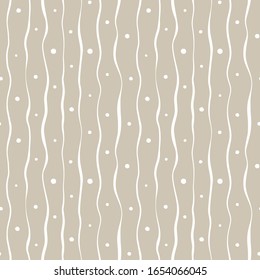 Simple 2 color stripes pattern. Seamless wave and dots pattern. Nature theme