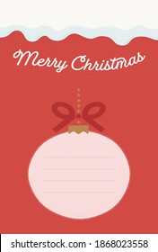 Simple 2 colors background, with merry Christmas logo and snowcap. Holiday red and Creamy white color. 