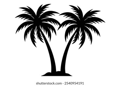 "Simple 2 palm tree silhouettes in vector line art, perfect for tropical-themed designs."






