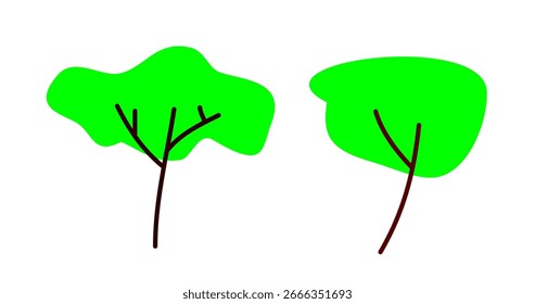 simple 2 tree drawing on white background