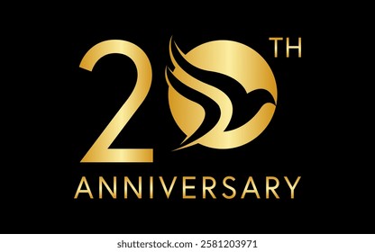 simple 20 anniversary with negative space bird image in the logo circle	
