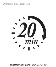 Simple 20 minutes timer clock icon 