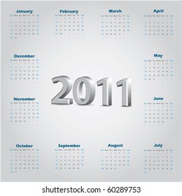 Simple 2011 calendar with 3d text