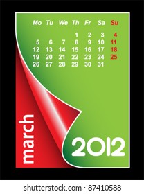 Simple 2012 calendar / agenda with space for text for march