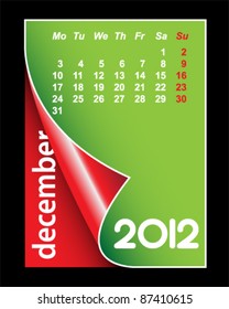 Simple 2012 calendar / agenda with space for text for december