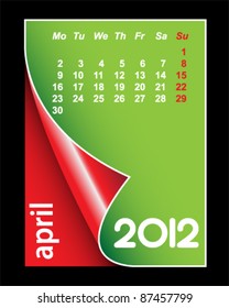 Simple 2012 calendar / agenda with space for text for april