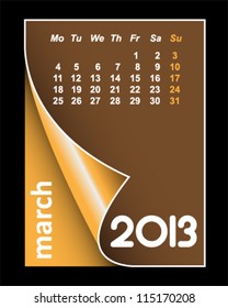 Simple 2013 calendar / agenda with space for text for march