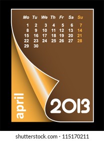 Simple 2013 calendar / agenda with space for text for april