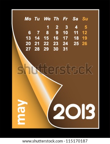Simple 2013 calendar / agenda with space for text for may