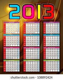 Simple 2013 Calendar / 2013 calendar design - week starts with sunday