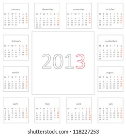 Simple 2013 year calendar