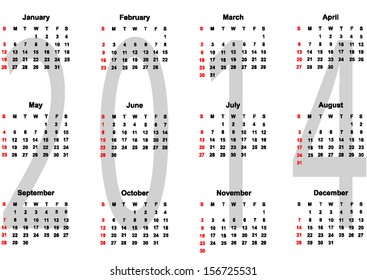 Simple 2014 Calendar.