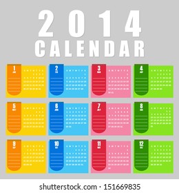 Simple 2014 Calendar / 2014 calendar design / 2014 calendar vertical  /2014 Monthly Calendar - week starts with sunday  