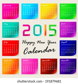 Simple 2015 Calendar / 2015 calendar design / 2015 calendar vertical - week starts with sunday 