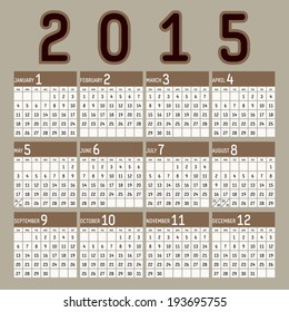 Simple 2015 Calendar / 2015 calendar design / 2015 calendar vertical - week starts with sunday 