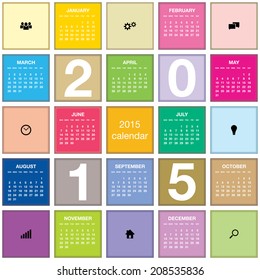 Simple 2015 Calendar / 2015 calendar design / 2015 calendar vertical - week starts with sunday 