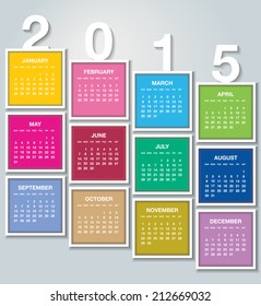 Simple 2015 Calendar / 2015 calendar design / 2015 calendar vertical - week starts with sunday 