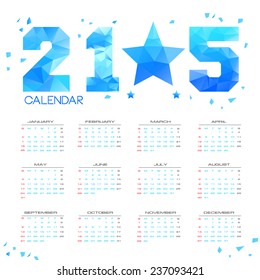 Simple 2015 Calendar / 2015 calendar design / 2015 calendar vertical - week starts with sunday 