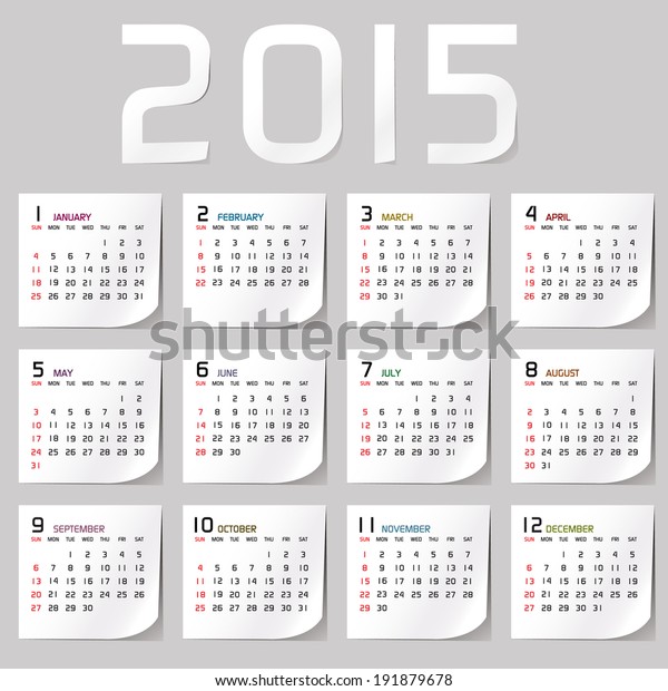 Simple 15 Calendar 15 Calendar Design Stock Vector Royalty Free