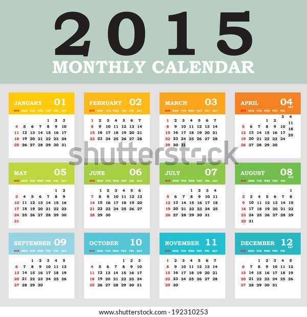 Simple 15 Calendar 15 Calendar Design Stock Vector Royalty Free