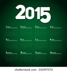 Simple 2015 Calendar design, week starts with sunday, vector